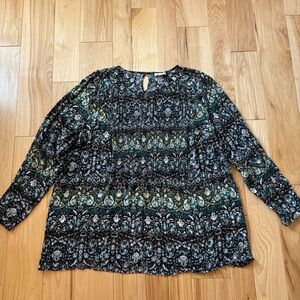 J. Jill Multicolor Patterned Long Sleeve Rayon Top Plus Size 3X
